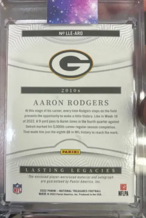 Aaron Rodgers National Treasures Lasting legacies Auto back